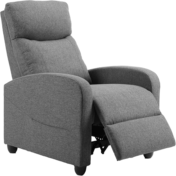 OLIXIS Recliner Chair for Adults, Home Theater Seating with Lumbar Support | Fabric Reclining Sofa for Adults, Sofa Chair Seat, Living Room, Recliners, Gray
