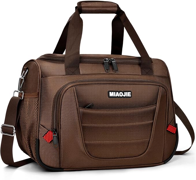 Underseat Carry On luggage Bag Airplanes Personal Item Bags, Gym Bag for Men Weekender Overnight Travel Tote Bag Shoulder Small Softside Carry on Luggage Travel Duffel Bags For Men Women -16 IN Brown