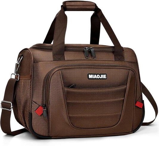 Underseat Carry On luggage Bag Airplanes Personal Item Bags, Gym Bag for Men Weekender Overnight Travel Tote Bag Shoulder Small Softside Carry on Luggage Travel Duffel Bags For Men Women -16 IN Brown