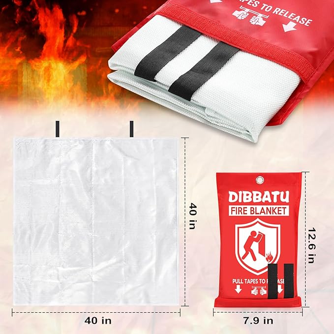 Fire Blanket for Home and Kitchen,Emergency for Small Fire,Reused,Easy Use | Emergency for House Fireplace Car Grill BBQ, Clean No Mess, Stand High Temperature Fibre, Never Expires, for Everyone,4 pcs