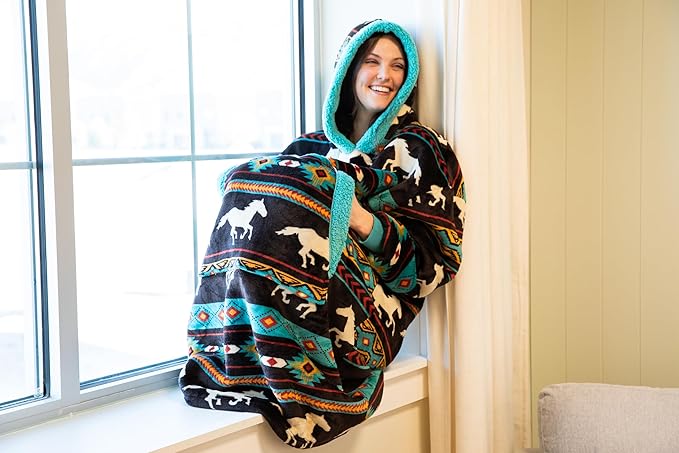 LazyOne Oversized Blanket Hoodie, Oversized Hoodies for Women and Men, One Size Fits All Wearable Blankets