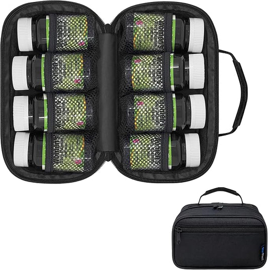 Small Pill Bottle Organizer for Travel, Medicine Bag, Carrier for Prescription Medications - Black