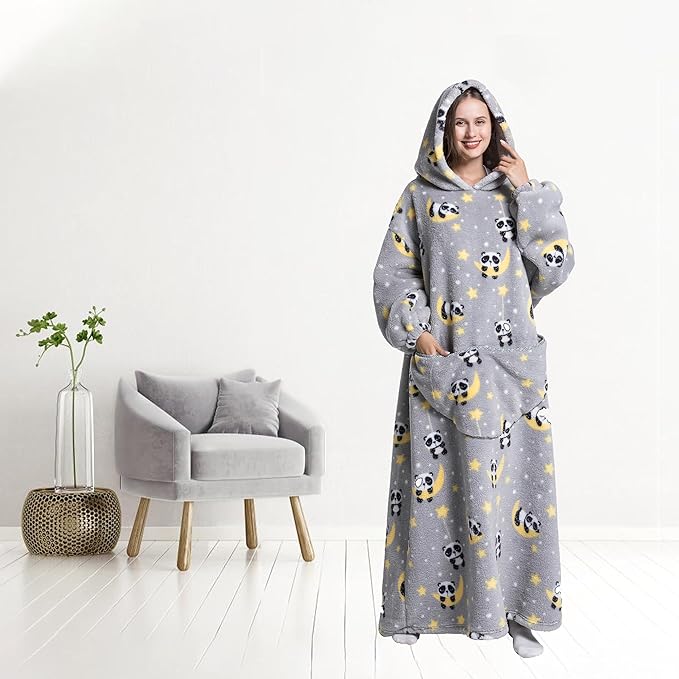 Blanket Hoodie, Long Hooded Blanket Sweatshirt as Birthday Gifts for Women Men, Long Wearable Blanket for Women Men.