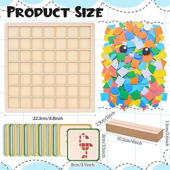 Soulchen 130 Pcs Dementia Activities for Seniors, Wooden Matching Puzzle for Elderly Dementia, Colorful Shape Pattern Alzheimers Products, Tile Matching Memory Cognitive Busy Board Gadgets Christmas
