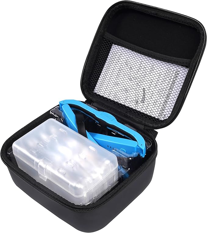 Magnifying Glass with Light Hands Free, Rechargeable Magnifying Glasses Headset with 5 Detachable Lenses and Storage Case for Close Work, Reading, Jewelry Making Crafts (Blue)