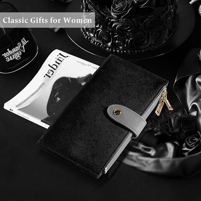 Travelambo RFID Wallet Women Bifold Multi Card Wallet Case with Zipper Pocke Credit Card Holder for Women