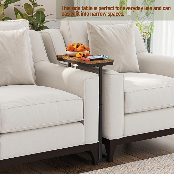 TUTOTAK End Table, Side Table, Tall Couch Table, Sofa Table, Set of 2 | for living Room, Bedroom, Brown TB01BB0832