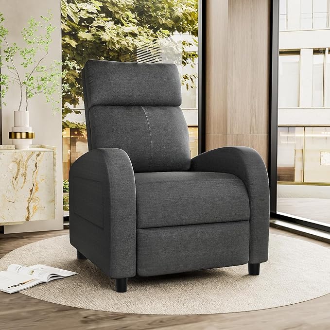 Homall Recliner Chair, Recliner Sofa Fabric for Adults Dark Grey Recliners | Massage Home Theater Seating with Lumbar Support, Reclining Sofa Chair for Living Room