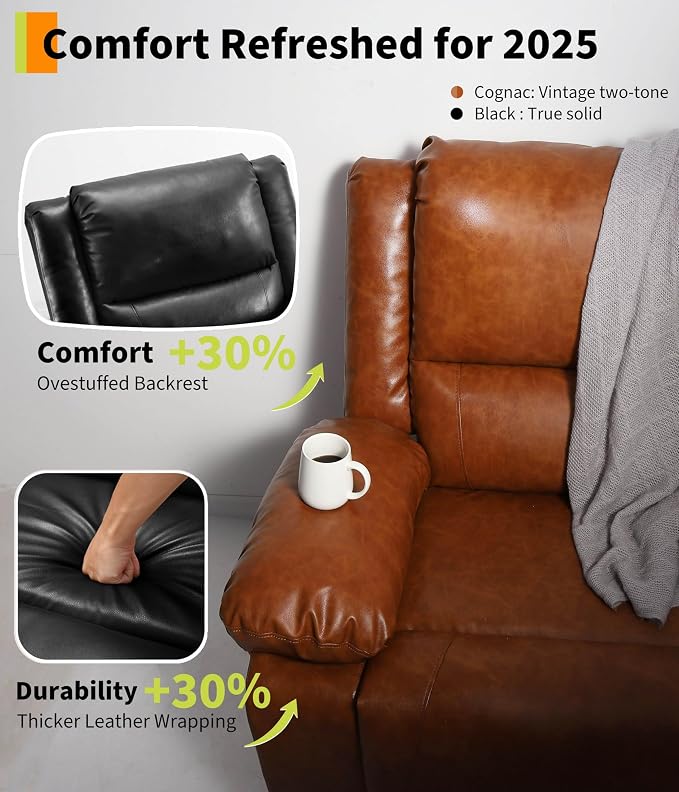 Garvee Power Lift Recliner Chair - Heat and Massage, PU Leather Electric Lift Recliner for Elderly & Mobility Impaired，Reclining Sofa with Side Pocket for Living Room