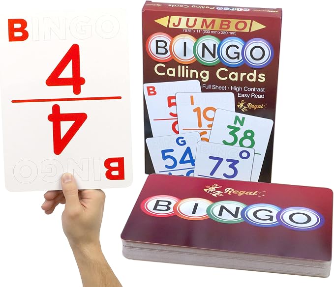 Regal Bingo Jumbo Bingo Calling Cards Deck Reusable - Bingo Games for Family - 75 Playing Cards (B1 - O75)