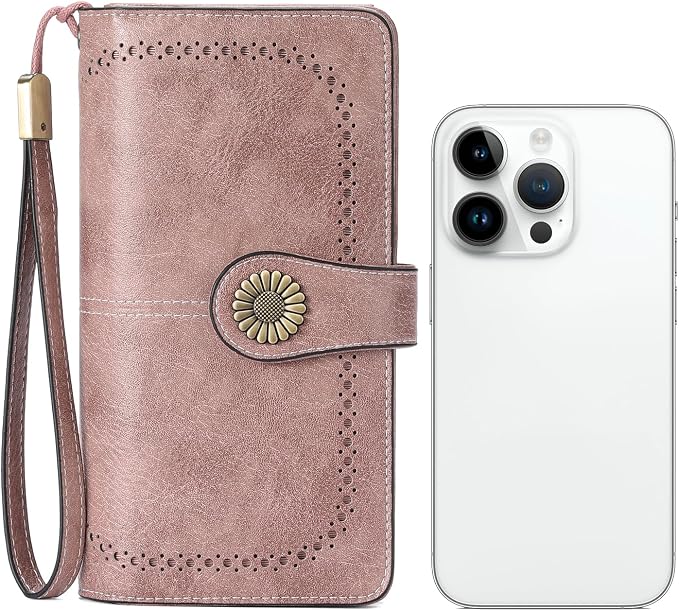 SENDEFN Wallets for Women Leather Credit Card Holder with RFID Blocking Large Capacity Wristlet | with RFID Blocking