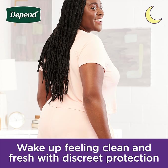 Depend Night Defense Adult Diapers, Incontinence & Postpartum Bladder Leak Underwear for Women, Disposable, Overnight, Small, Blush, 64 Count (4 Packs of 16), Packaging May Vary