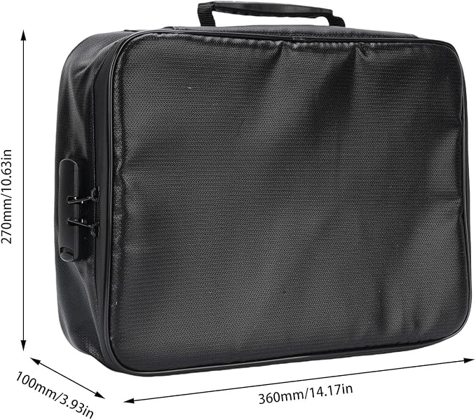 Fireproof Document Organizer Box, 5200°F Fireproof File Organizer Bag with Lock, Portable Safe Storage for Documents Hard Shell 8 Layer Case