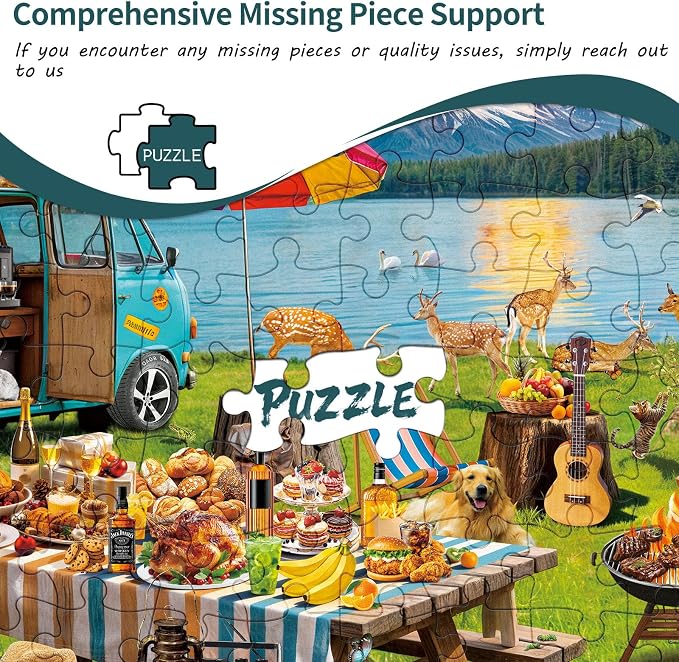1000 Piece Puzzles for Adults,Outdoor Camping Jigsaw Puzzle 1000 Pieces for Adults Seniors,Challenging Family Games Holiday Party Gifts -1:1 Poster Interlock Perfectly Letter on Back