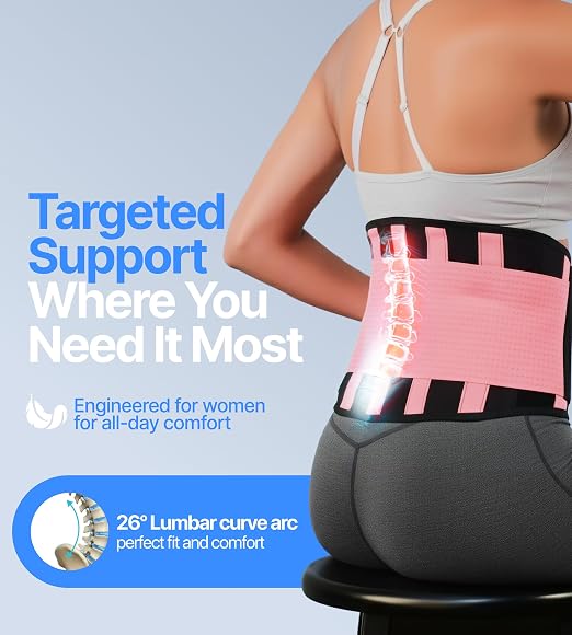 Lower Back Brace for Women - Effective Back Pain Relief & Elastic Support with Dual-Tension Straps, Ultra Thin Breathable Lumbar Support Belt for Sciatica, Herniated Disc, Scoliosis, S