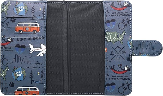 Life is Good Travel Passport Cover, Card Slots, Snap Closure | Slim Design, Card Slots, Snap Closure, Fits Neatly in a Purse or Backpack, Keeps Documents and Boarding Pass Organized