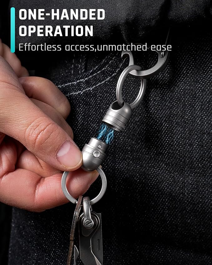 TISUR Titanium Quick Release Keychain,Detachable Pull Apart Key Chain Rings