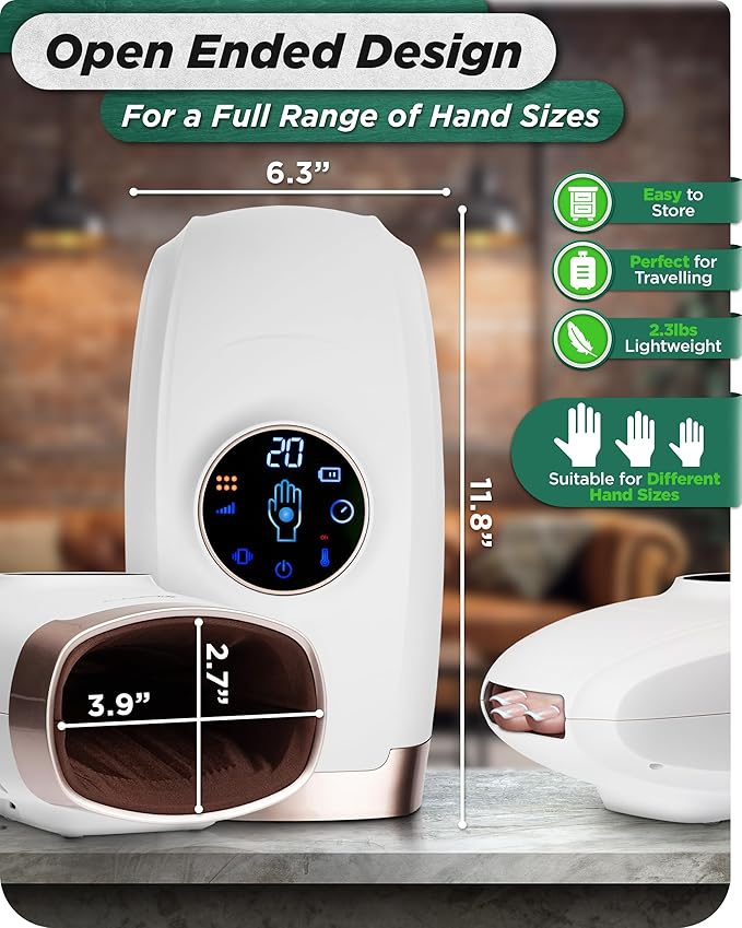 Lunix LX7 FSA Hand Massager with Heat and Compression, Pressure Point Therapy for Arthritis, Pain Relief and Carpal Tunnel, with Hand Warmer, White