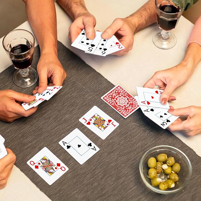 Plastic Playing Cards Waterproof Cards Poker Card 2 Pack Playing Card Large Print for Adults Seniors, Deck of Card Set Poker Cards for Beach Trip Pool Party Games (Red)