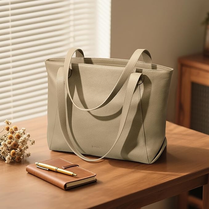 befen Genuine Leather Tote Bag for Women Work, Women's Leather Shoulder Bags Purses Satchel Handbags with Laptop Compartment