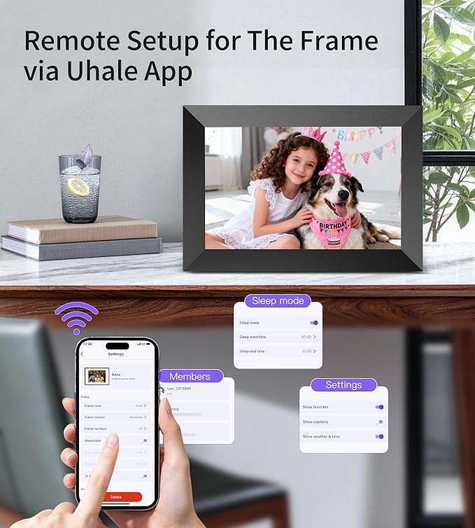 Uhale 10.1" Digital Picture Frame with 32GB Storage Support SD Card, Electronic Photo Frames with 1280x800 HD IPS Touch Screen, Instantly and Securely Share Memories, Send Wishes from Anywhere
