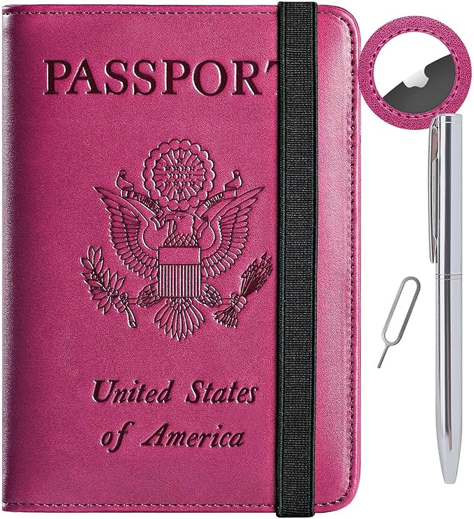 Airtag Passport Holder, Travel Essentials, Passport Cover, RFID Wallet | Passport Wallet, Travel Accessories, RFID Blocking, Synthetic Leather Card Case, International Must Haves, For Women Men