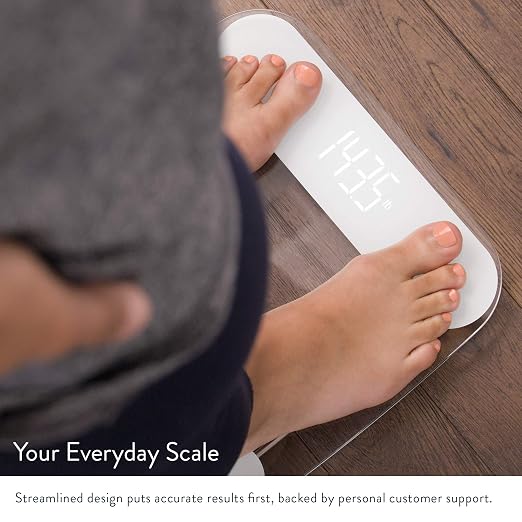 Greater Goods Digital Weight Bathroom Scale, Shine-Through Display, Accurate Glass Scale, Non-Slip and Scratch Resistant, Body Weight (Clear)
