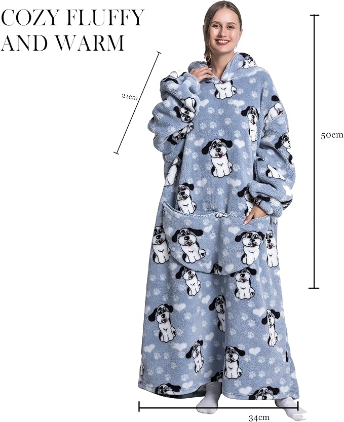 Blanket Hoodie, Long Hooded Blanket Sweatshirt as Birthday Gifts for Women Men, Long Wearable Blanket for Women Men.