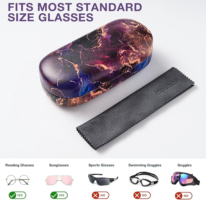 molshine Hard Shell Leather Sunglasses Case,Classic Large Glasses Case for Women Men,Sunglass Eyeglasses