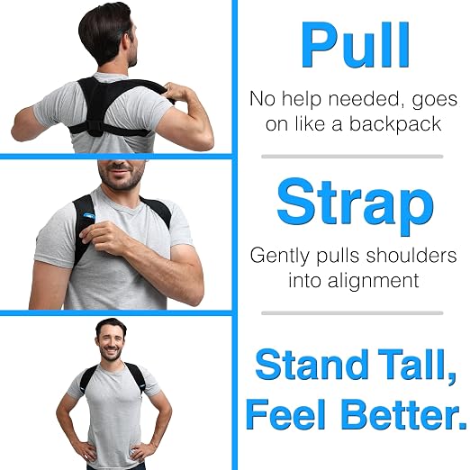 Posture Corrector for Women and Men, Adjustable Back & Shoulder Brace | Tech neck & neck hump corrector, discreet posture vest under clothes, adjustable straight back support for daily use.