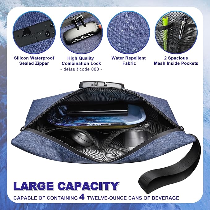 Smell Proof Bag with Combination Lock Large Storage Container Medicine Lock Bag Money Organizer Travel Storage Pouch