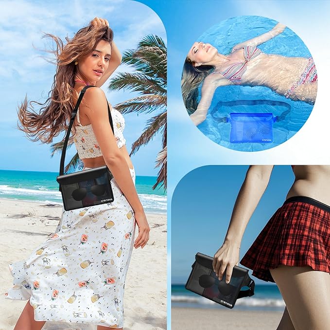 Waterproof Bag Fanny Packs for Women, Cruise Vacation Essentials Waterproof Pouch for Phone Passport Purse, Floating Dry Bags for Beach Water Park Boating Fishing Diving Surfing Kayaking Accessories | Floating, ideal for Beach, Boating & Kayaking, Dura...