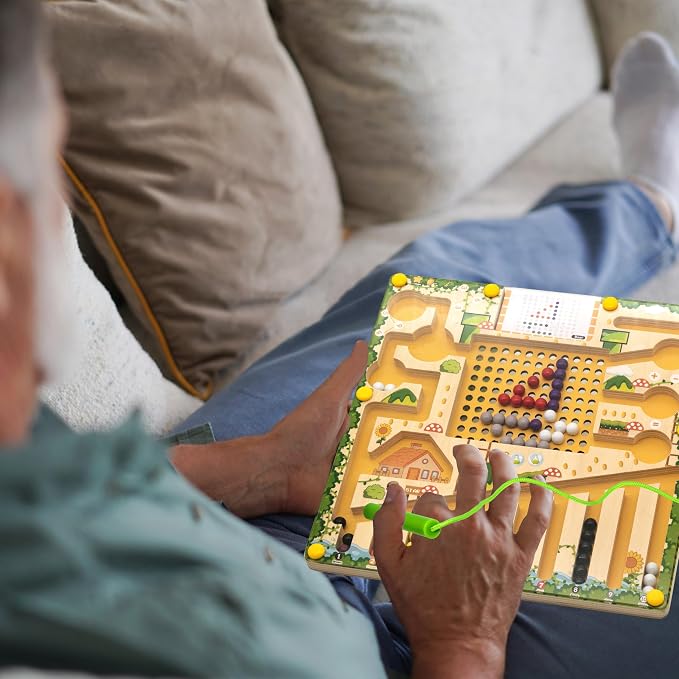 Alzheimers Products for Elderly, Memory Care Dementia Activities for Seniors, Magnetic Color & Number Puzzles for Parkinson Patients, Easy Sorting Matching Game Cognitive Maze Board Gadgets Gifts