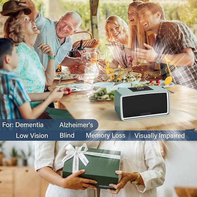 Simple Music Player for Seniors, Audiobook Player Easy to Use with Large Button for Elderly with Dementia, Blind, Alzheimer's, No Need WiFi/Bluetooth, with 32GB TF Card, Cyan
