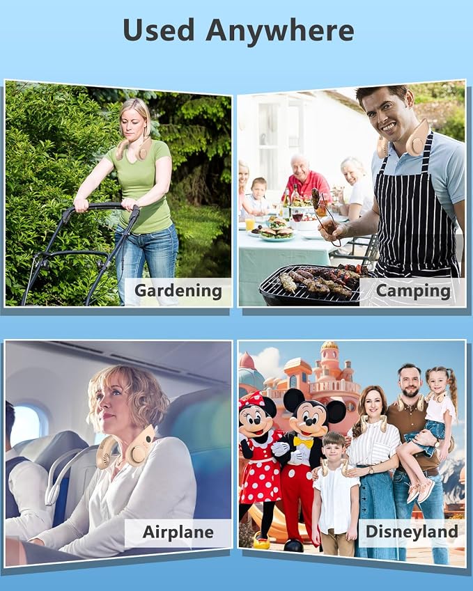 Neck Fan with Semiconductor Cooling Plate, Rechargeable 5500mAh Battery, LED 5 Speeds & 3 Cooling Modes Display, USB Personal Cooling Device Gift for Hot Weather Mother’s Day Father’s Day, Apricot