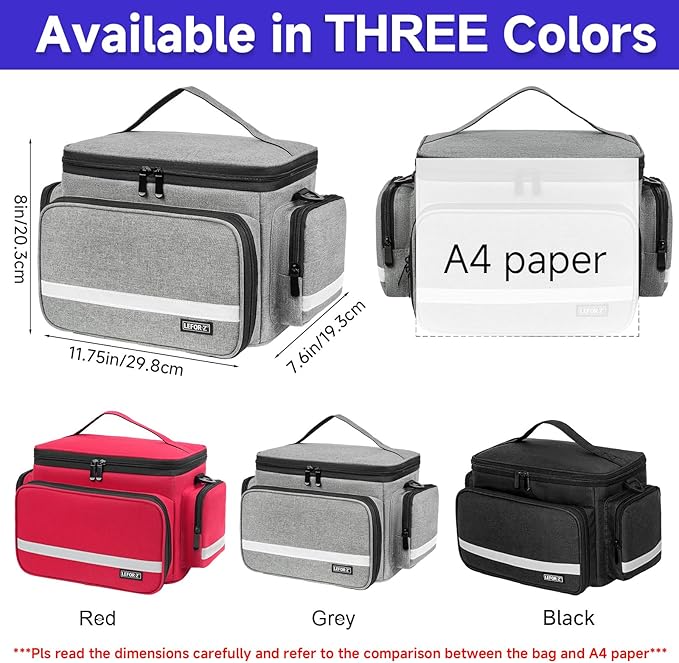 LEFOR·Z Small Medical Bag,First Aid Bag Empty,Home Health Nurse Bag with Detachable Divider,Medical Supplies Storage Tote for Nursing Student,Therapist,Doctors,Grey(11.75 x 7.6 x 8 inch)