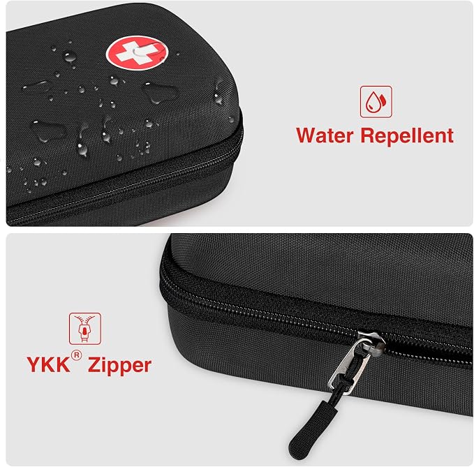 MEDMAX Hard Shell EVA Epipen Medical Carrying Travel Case Holds 3 EpiPens | Shock Absorption Medication Organizer Bag Emergency Medical Pouch for Asthma Inhaler, Allergy Medicine Essentials, Large
