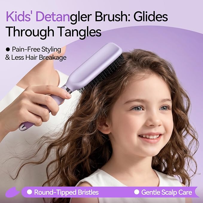 Detangling & Styling Hair Brush for Women Men, Wet& Dry Detangler Hairbrush | Dual-Length Nylon Bristles for Straight to Curly Hair Types, Eliminates Knots & Reduces Breakage, Purple Gradient