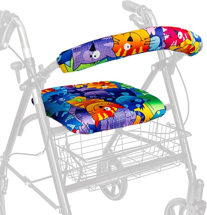 Top Glides Universal Rollator Walker Seat and Backrest Covers (Cats)