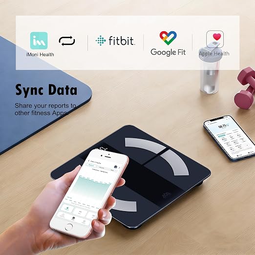 Smart Scale for Body Weight and Fat Percentage, High Accuracy Digital Bathroom Scale with Backlit Display for BMI Heart Rate 20 Body Composition Analyzer Sync with Fitness App 400lb