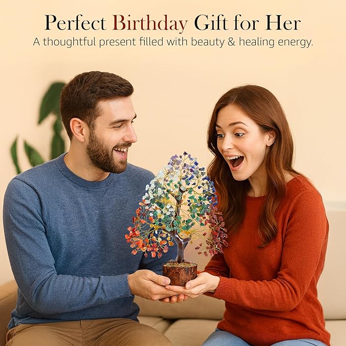 The Original 7 Chakra Crystal Tree Birthday Gifts for Women, Healing Crystal Tree of Life Sister birthday gifts Room & Home Decor Gift for Mom Her Valentine's Day Gift House Warming Gift Women unique