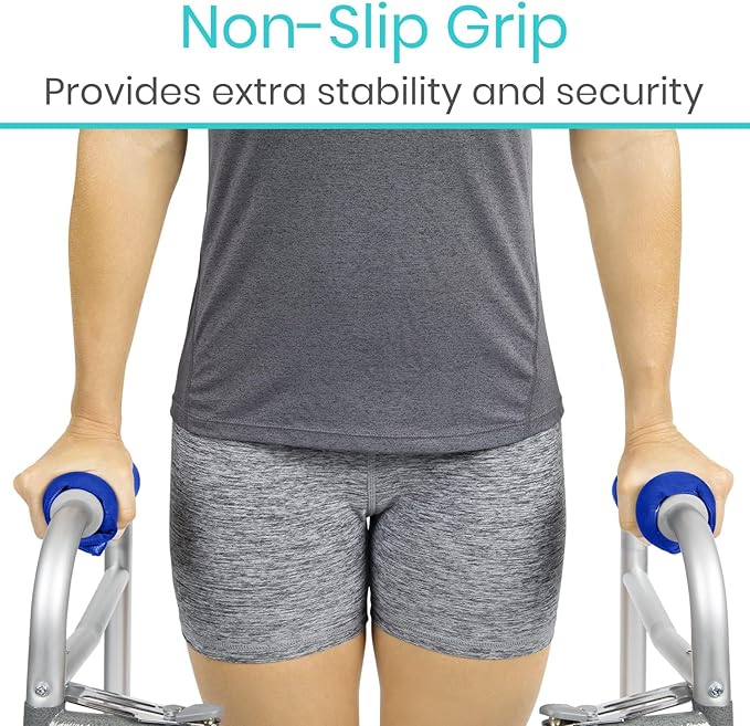 Vive Walker Handle Cushions - Padded Hand Covers - Soft Cushion Padding Medical for Folding Rolling Wheelchair, Rollator Handle, Senior, Elderly Grippers - Crutch Handle Pad Grips - Mobility Aid