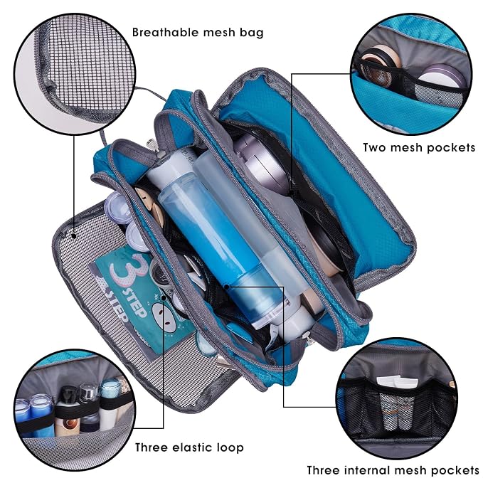 WANDF Travel Toiletry Bag for Men, Small Dopp Kit for Toiletries | Water-Resistant Fabric, Travel Bag for Toiletries, Compact Storage, Shaving Accessories, Weekend Trips