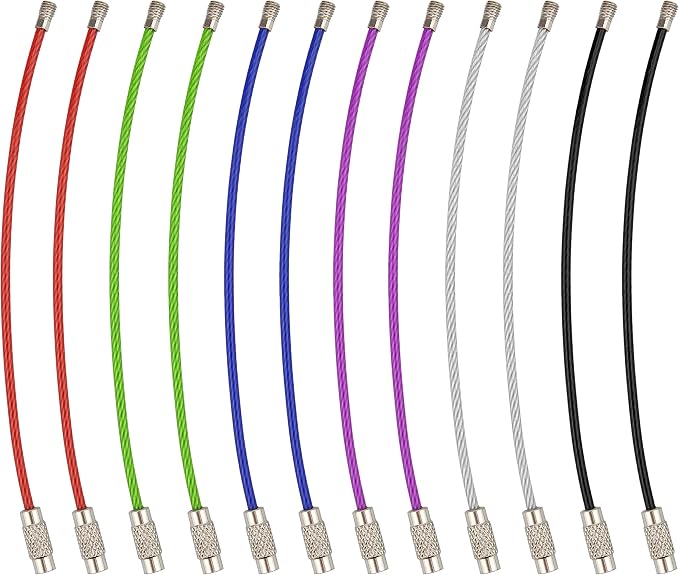 Wisdompro Wire Keychain Cable, 4.3/6.3 Inch Stainless Steel Wire Keyrings | Heavy Duty Wire Key Rings Metal Wire Cable Key Chain Loop for Luggage Tags, Keys, Crafts and ID Tags