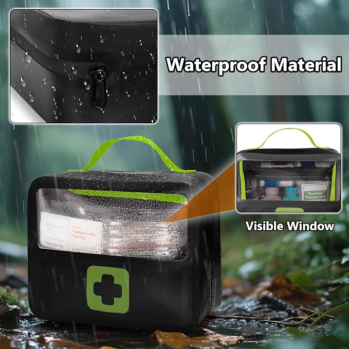 Marscamd Waterproof Empty First Aid Bag with a Detachable Panel | Small Medical Bag with Molle System, Green (Bag Only)