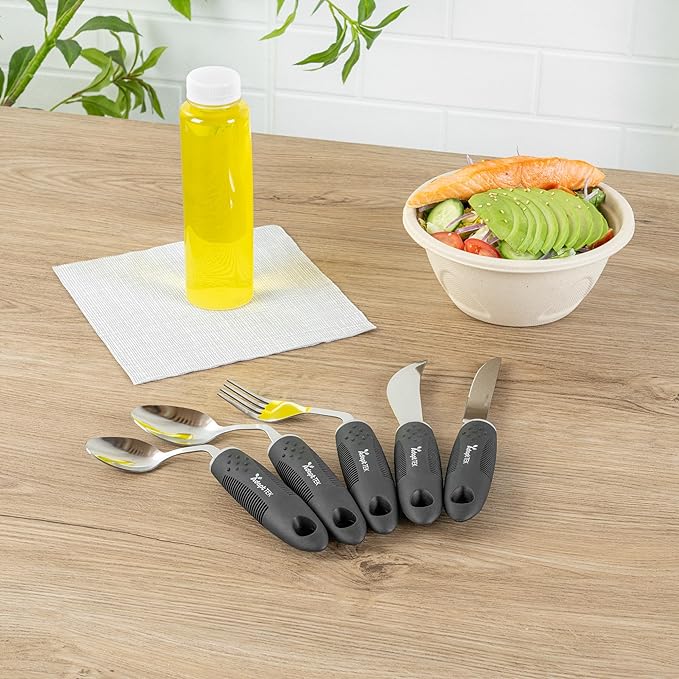 Restaurantware Adaptive Utensils - 1 count Stainless Steel, 9.843 x 5.118 x 1.575 Inches, Ergonomic Eating Aids, Non-Slip Utensil Set for Arthritis, Secure Grip Design, Black