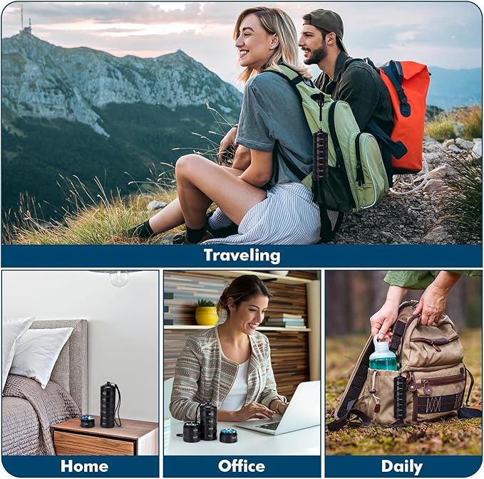 XHT Premium Weekly Metal Pill Organizer 7 Day 2 Times a Day – Waterproof AM PM Pill Organizer Travel Case, Heavy Duty Pill Holder and Pill Box for Medicine, Vitamins, Fish Oil & Supplements