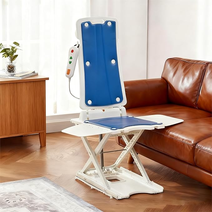 PERLECARE Electric Chair Lift – 308 lbs Floor Lift for Elderly Falls, IP68 Waterproof Bath Lift for Tub, Foldable & Wireless Rechargeable Design, Remote Control, for Fall Recovery & Home Care