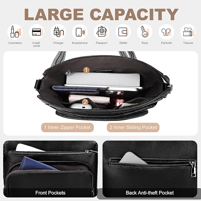 Anti-Theft Crossbody Purse for Women Travel Shoulder Bag