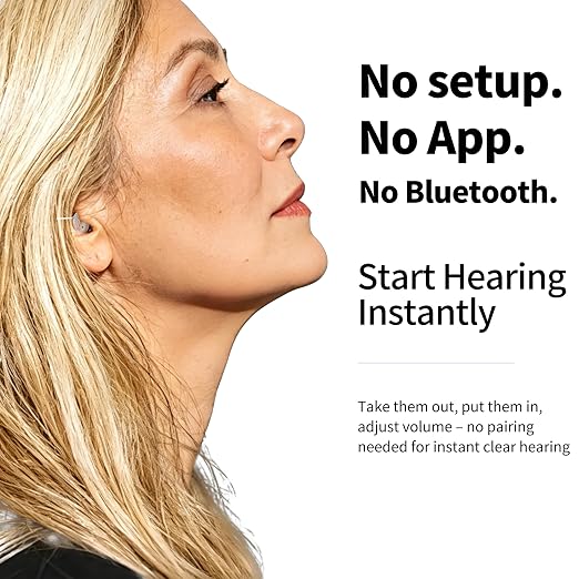 OTC Rechargeable Digital Hearing Aids for Seniors Adults | In-Ear Discreet Design, No Bluetooth Needed, Automatic Noise Cancellation, 6 Volume Levels, 4 Scene Modes, 60H Long Battery